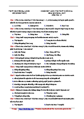 Đề khảo sát thi THPT quốc gia Địa lí lớp 12 lần 1 - Năm học 2016-2017 - Trường THPT chuyên Hạ Long